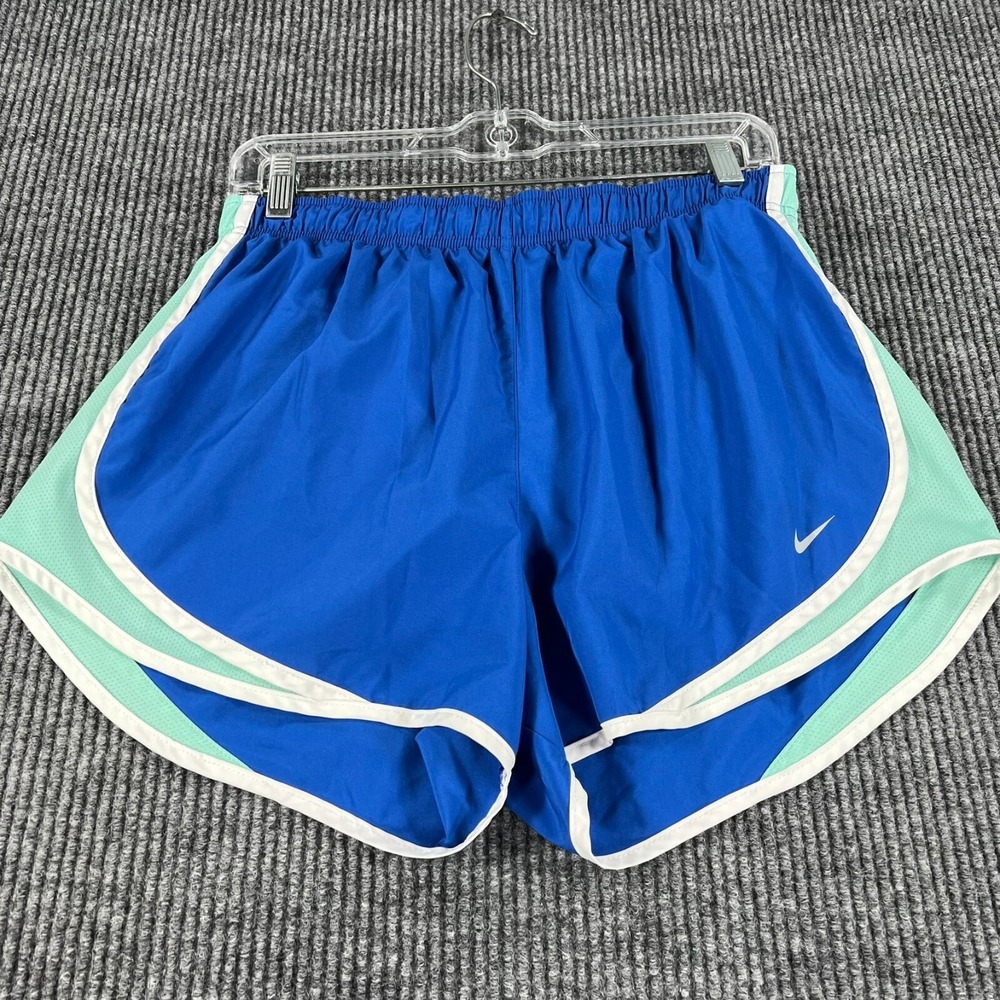 Nike Womens Shorts Large Blue Lined Activewear Gym Run Lift Dri-Fit Drawstring